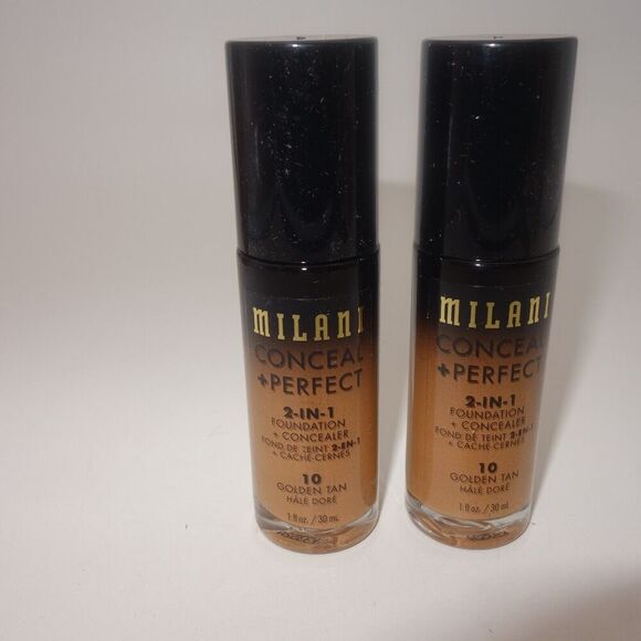NEW Set of 2 Milani Conceal Perfect 2 in 1 Foundation Concealer #10 Golden Tan - Picture 1 of 3
